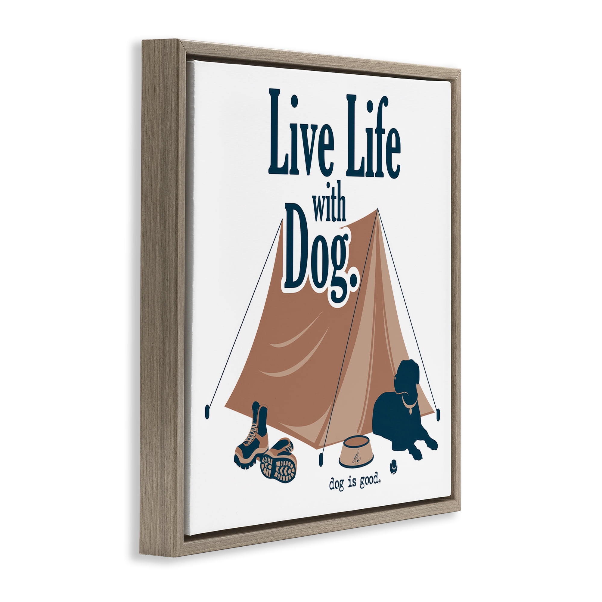 Stupell Industries Camping Life with Dog Animals Painting Brown Floater Framed Canvas Art Print Wall Art, 25 x 25