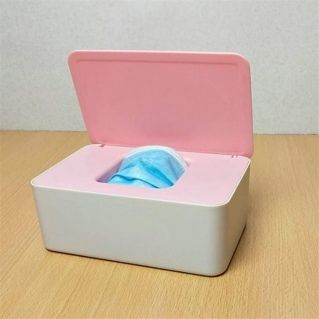 HUGFEGWE Boîte de Rangement Portable Jetable pour Masque, Boîte à Mouchoirs de Table, Boîte à Mouchoirs Humides, Boîte à Mouchoirs avec Couvercle en Plastique (Blanc) (Rose + Blanc) CJB91-116672