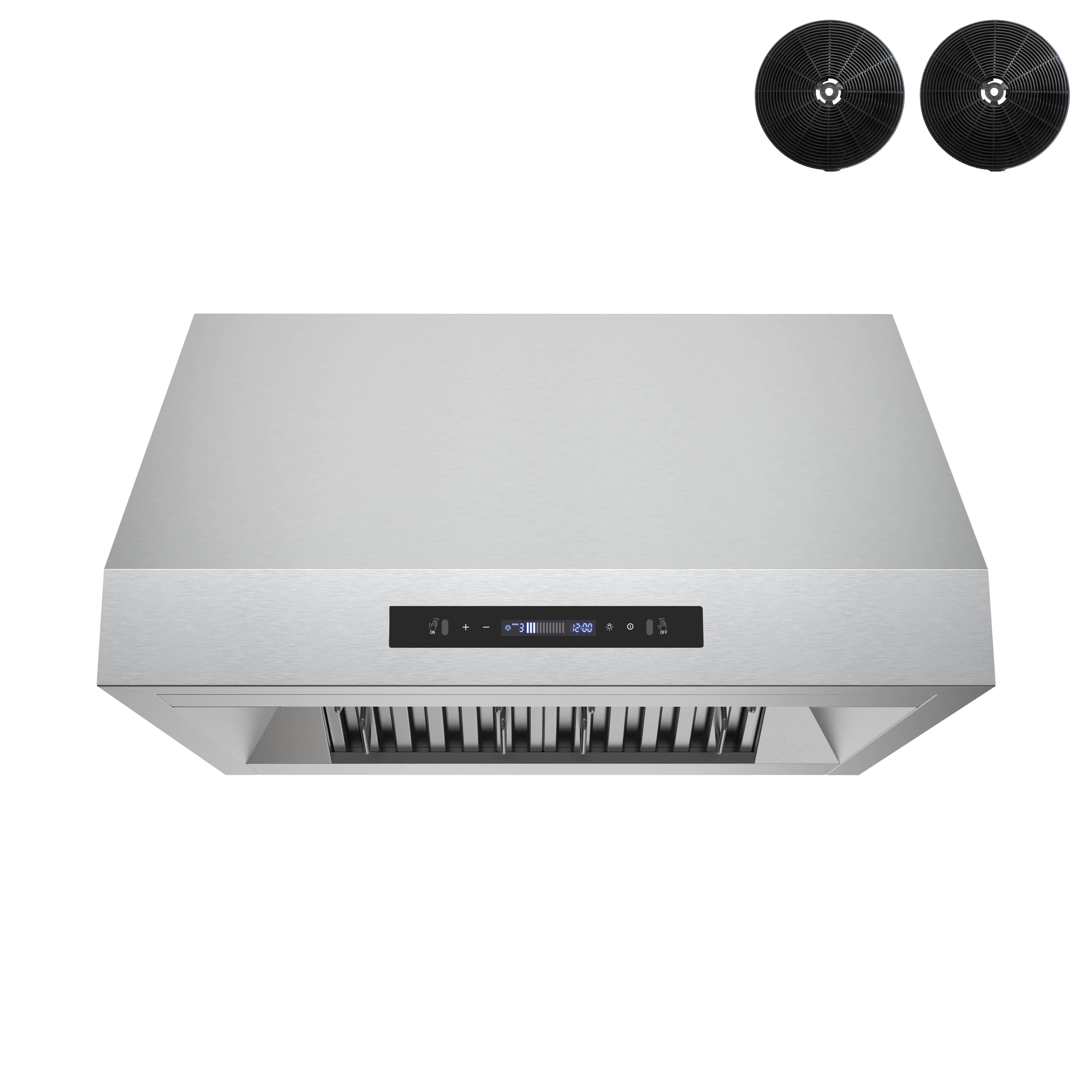 Streamline 30 in. Dezzo Ductless Undermount 350 CFM Range Hood in Brushed Stainless Steel with Baffle Filters, Touchpad Control, LED Light