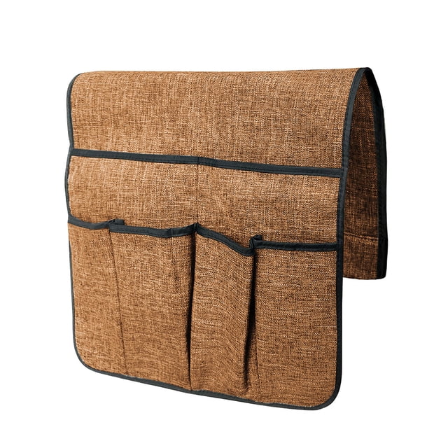 Ounissouiy Bolsa de reposabrazos para sofá, teléfono, libro, llaves, botella de agua, soporte de almacenamiento de Control remoto, sillón de Almacenamiento y organización del hogar Café