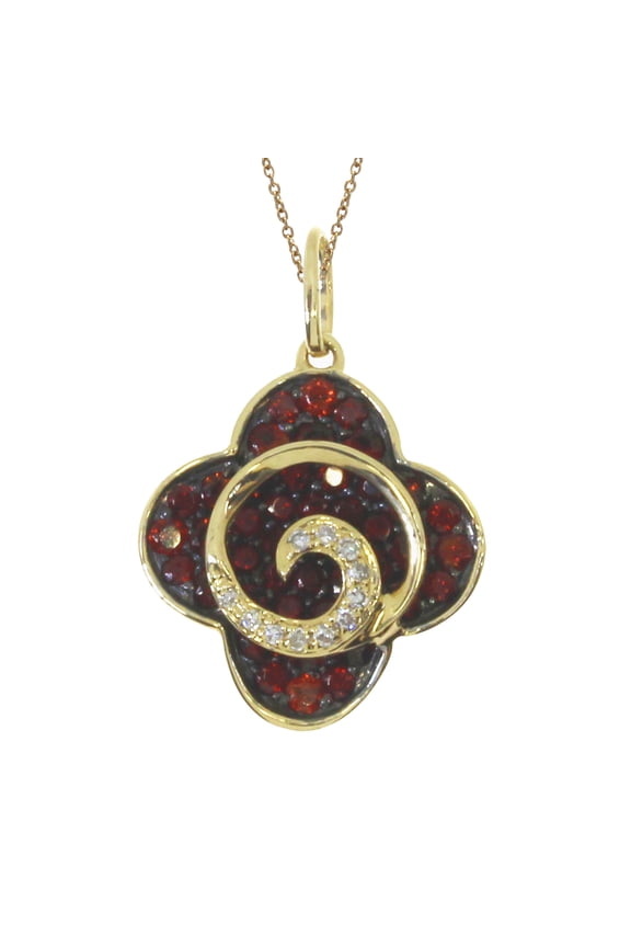 14k Yellow Gold Fashion Garnet Pendant with 18" Chain