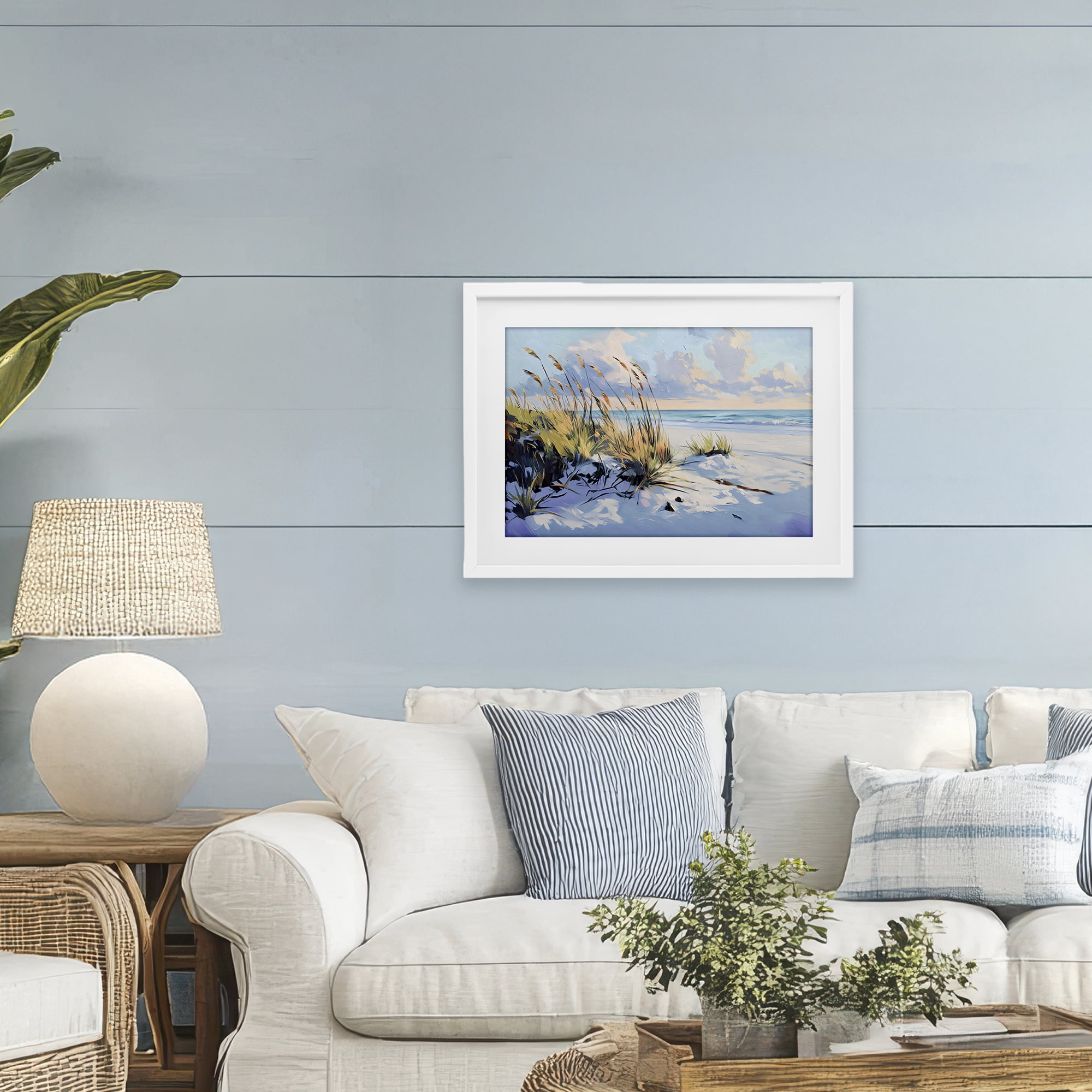 Stupell Industries Grassy Sand Dunes Beach White Framed Print Under Glass, design by Gina Kelly