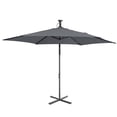 thumbnail image 5 of UBesGoo 10 Feet Solar LED Offset Cantilever Hanging Market Patio Umbrella,Easy Crank & Tilt Adjustment, for Garden Deck Pool Patio,Gray, 5 of 10