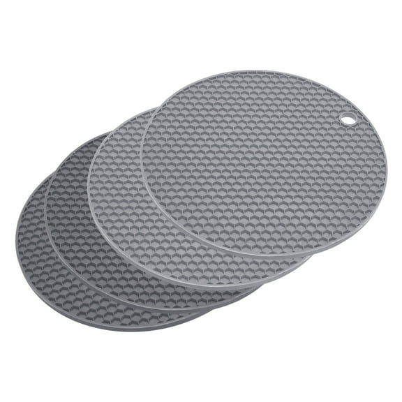 Uxcell 4pcs Silicone Mat for Hot Pots and Pads, Hot Pot Holders, Heat Resistant Counter Mats-Dark Grey Light Grey