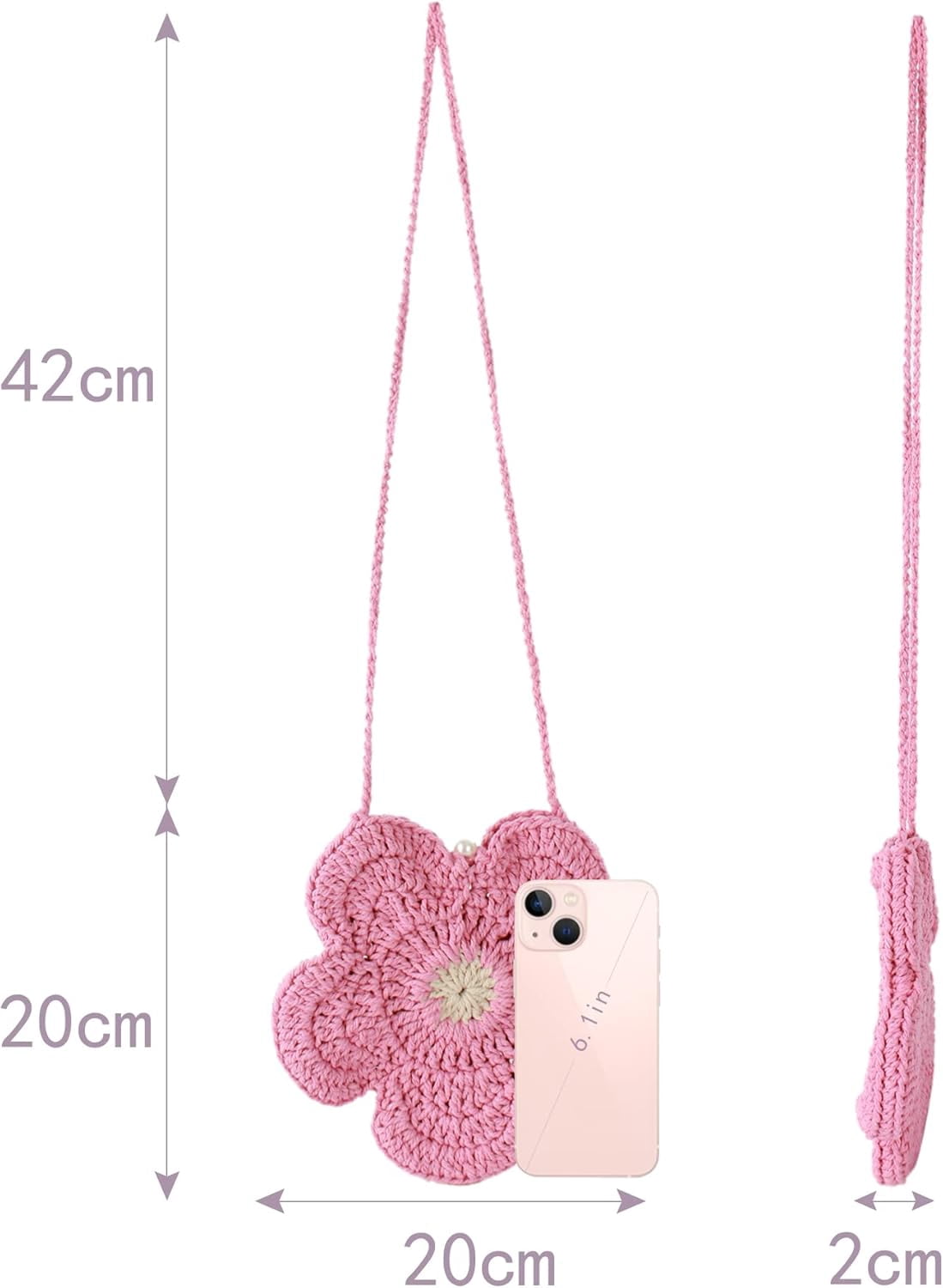 Women Mini Flower Cotton Crochet Crossbody Shoulder Bag Handbag Purse