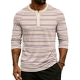 thumbnail image 3 of Hearthz Summer Henley T Shirts for Men Striped Raglan 3/4 Sleeve Jersey Baseball T-Shirts Casual Workout Big and Tall Men's T-Shirts, 3 of 8