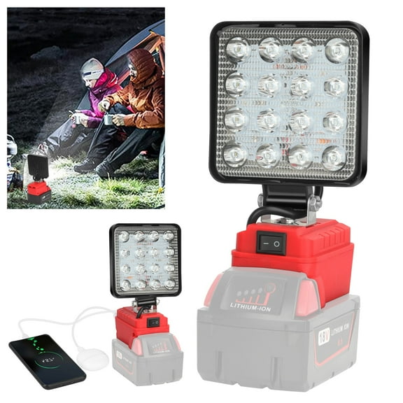 Wireless LED Work Light for Milwaukee M--18 18V Battery w/USB Cordless Outdoor