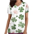 thumbnail image 1 of Hauts pour Femmes Mode Haut d'Infirmière à Manches Courtes avec Poche Imprimée pour la Saint-Patrick, 1 of 3