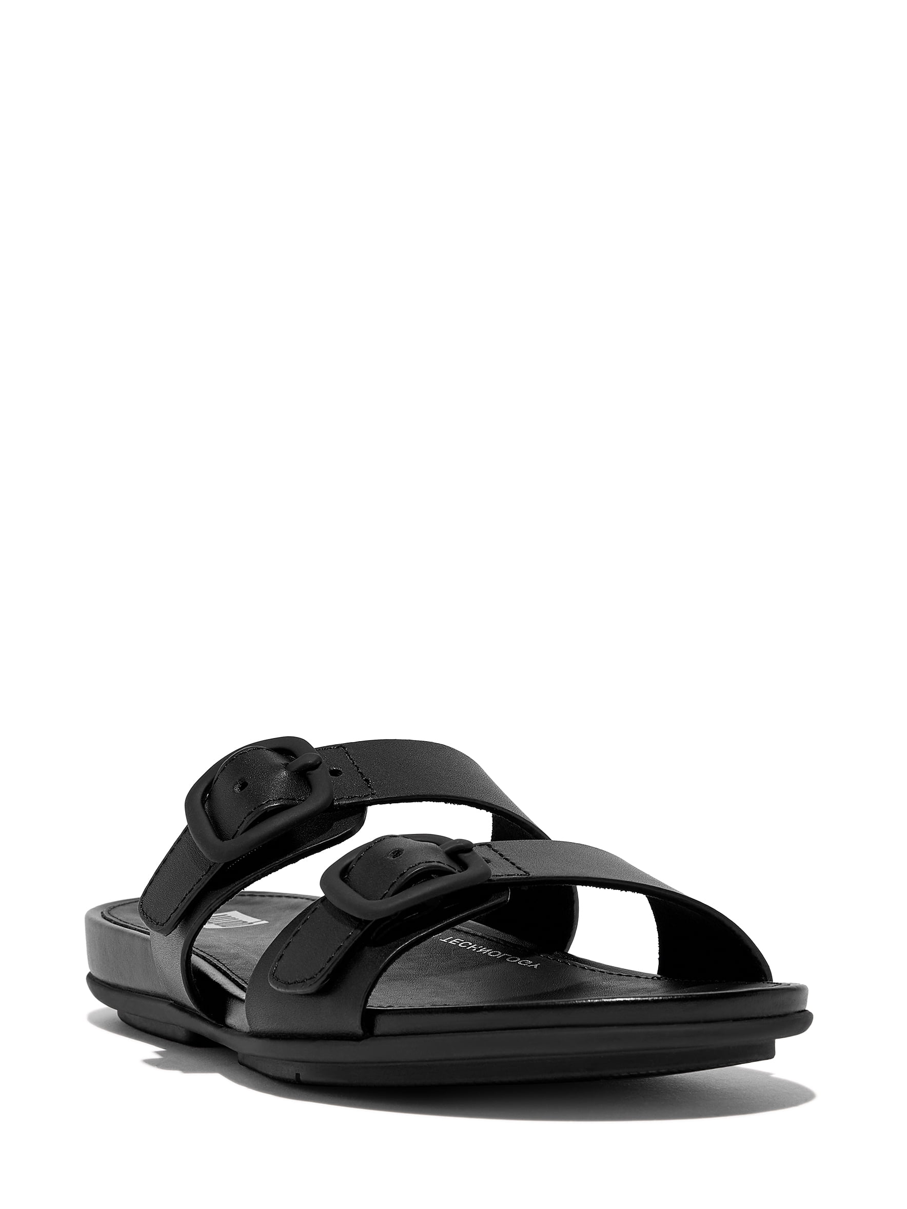 FitFlop Women's Gracie Rubber-Buckle Two-Bar Leather Slides