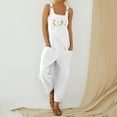 thumbnail image 2 of CAIXIA Overalls For Women Floral Embroidery Jumpsuits for Women Casual Denim Overalls with Pockets,White, 2 of 4