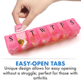 thumbnail image 6 of Pivit Weekly Pill Organizer | BPA Free Travel 7 Day Pill Box Case | 2 Pack | Easy Open Design and Large Compartments to Hold Vitamins, Pills, Supplements, Fish Oil and Medication (Pink), 6 of 9
