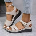 thumbnail image 2 of LOVZFMLL Wedges Sandals for Women 2025 Comfort Walking Hiking Sandals with Arch Support Open Toe Ankle Strap Casual Summer Sandals Beige 8, 2 of 5