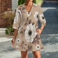 thumbnail image 2 of Vintage Floral Pattern Womens Dress With Pockets Summer V Neck 3/4 Sleeve Dress Plus Size Loose Dress, 2 of 7