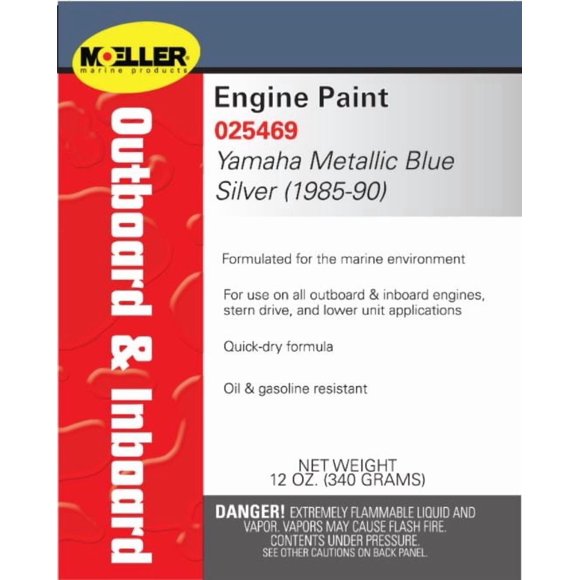 Peinture Moteur 025469 Yamaha Bleu Métallique Argent; 12 Onces; Résistant à l'Huile et à l'Essence; pour Applications Marines