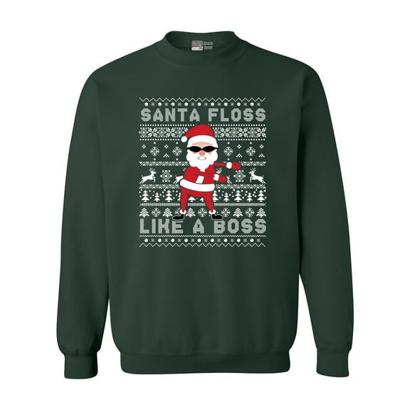 Santa Floss Like A Boss Christmas Funny DT Crewneck Sweatshirt