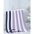 thumbnail image 3 of Anchor Purple Towel Set of 3, Soft Microfiber Bath Towels, Hand Towel, Washcloths, Modern Navy Blue White Striped Nautical Quick-Dry Absorbent Towels for Bathroom Kitchen Hotel Beach Gym Spa, 3 of 7
