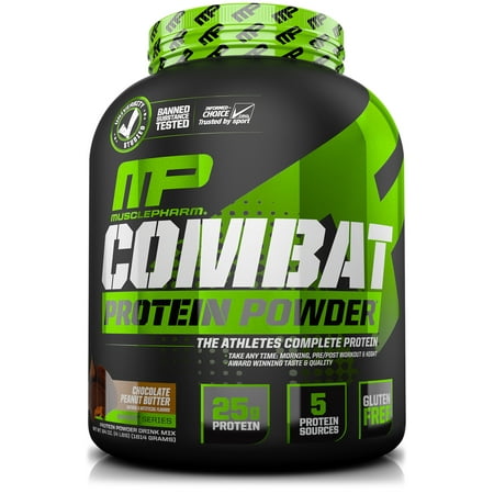 MusclePharm Combat Protein Powder, Chocolate Peanut Butter, 25g Protein, 4