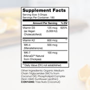Pure Therapro Rx Vegan D3 + K2 Organic 100% Liposomal 20ml Made in USA | 6 Month Supply | Maximum Absorption Vitamin D3 and Vitamin K2 Supplements for Men and Women, D3 Vitamin 5000 IU