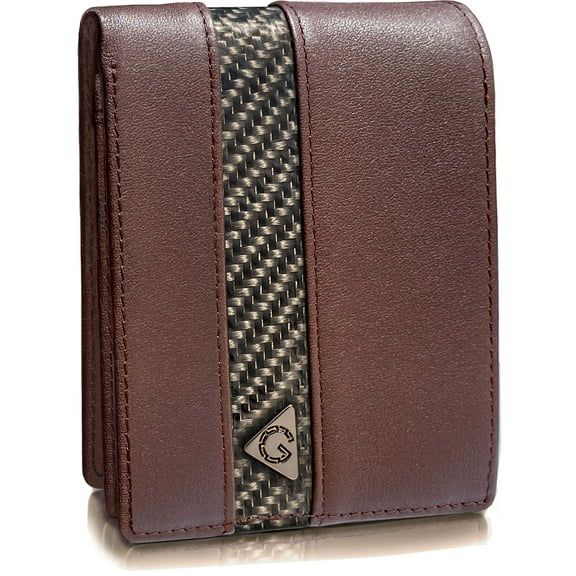 Gotti Dark Chocolate 100% Genuine Full Grain Leather Passcase Wallets for Men, RFID Blocking Bifold Mens Wallet with 2 ID Windows Flip pocket, 8 Card Holder & Stylish Gift Box