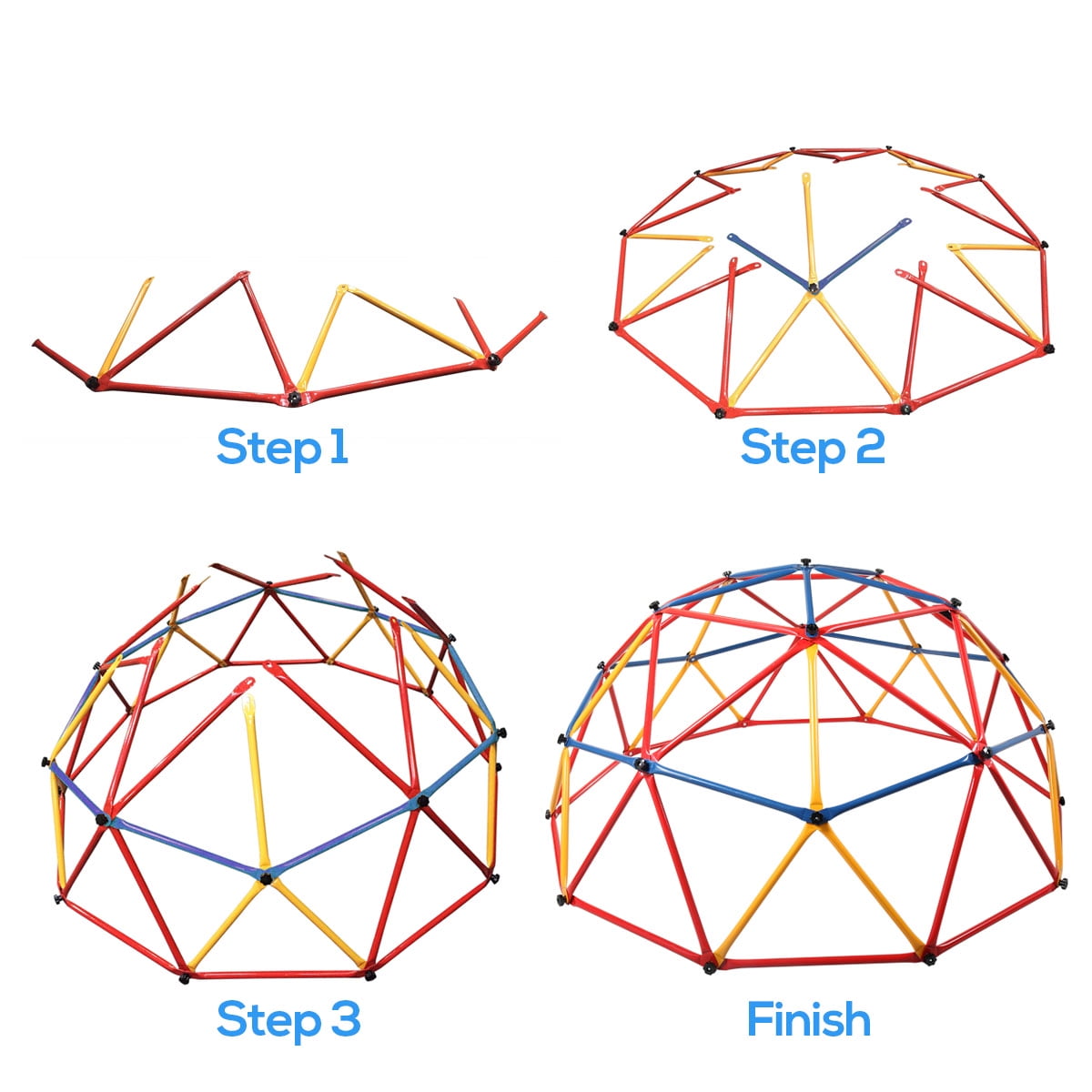 Children Climbing Frame Universal Exercise Dome Climber with Monkey Bars, Outdoor Playground Play Center for Kids, Red Yellow Blue