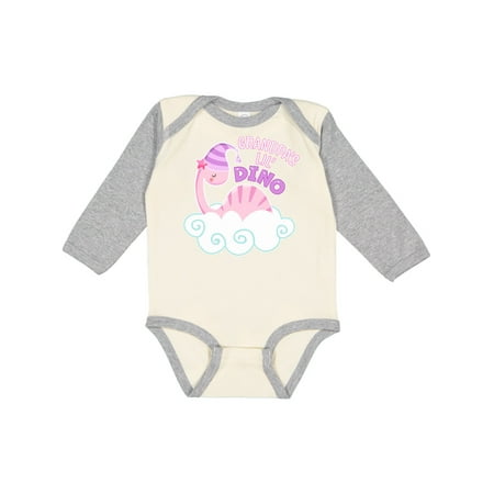 

Inktastic Grandpa s Lil Dino with Cute Pink Baby Dinosaur Gift Baby Boy or Baby Girl Long Sleeve Bodysuit
