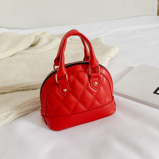 Bolso de mano con diseño de concha para niños, moderno bolso de mano con cuadros de diamantes para niñas, bolso cruzado con cadena de princesa simple