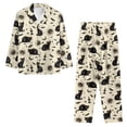 thumbnail image 2 of DISNIMO Women Pajama Sets Cat Bat Print Two-Piece Nightwear Long Sleeve Sleepwear with Matching Long Pants Halloween Casual Loungewear with Pockets Button Down Pajama Outfits, XL, 2 of 7