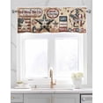 thumbnail image 2 of Country Barn Star Linen Curtain Valance for Bedroom/Bathroom/Kitchen/Office/Living/Dining Room Window,Browm Retro Berry 4th of July Pocket Topper Drapes Decorative Cafe Drapery Panel 54"x18", 2 of 6