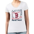 thumbnail image 4 of Women's G-III 4Her by Carl Banks White Boston Red Sox Collage Team Graphic V-Neck Fitted T-Shirt, 4 of 5