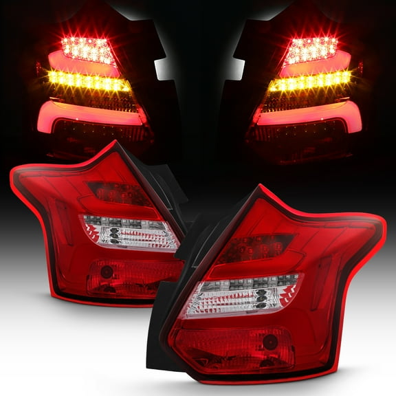 AKKON - For 12-14 Ford Focus Hatchback [SEQUENTIAL] LED Tube Red Tail Brake Lamps Driver Left Passenger Right