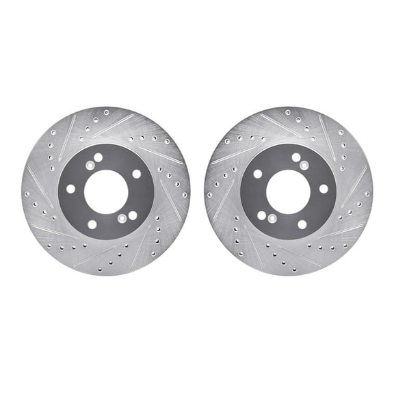 Dynamic Friction Company Front Brake Rotors-Drilled and Slotted-Silver 7002-59011