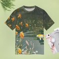 thumbnail image 4 of Lucky Koi Fish Lotus Leaf Women's Short Sleeve T-Shirt Crew Neck Casual Summer Trendy Loose Fit Tops, 4 of 6