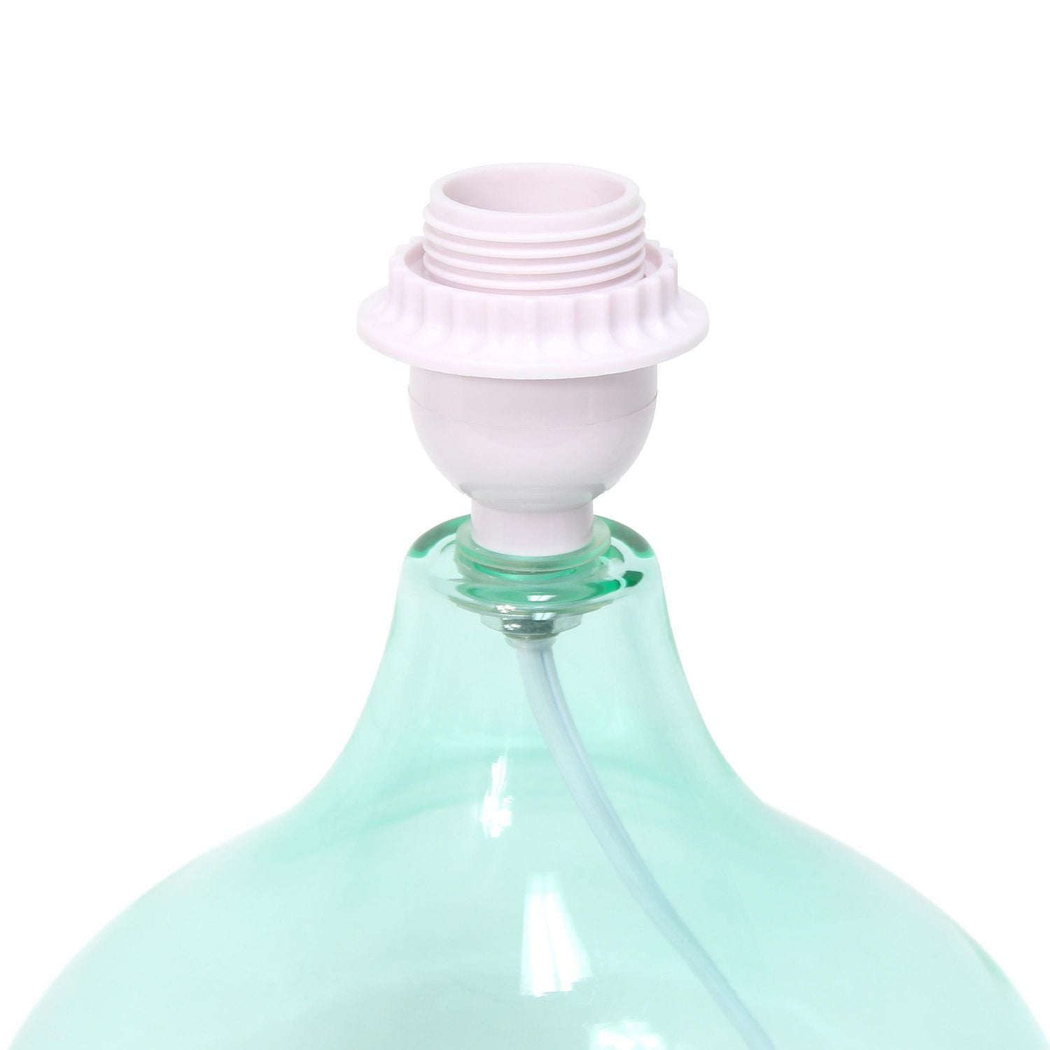 Simple Designs Glass Raindrop Table Lamp with Fabric Shade, Aqua with White Shade