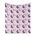 thumbnail image 1 of Floral Soft Flannel Fleece Throw Blanket, Delicate Illustration of Flowers and Butterflies, Cozy Plush for Indoor and Outdoor Use, 60" x 80", Purple Pink White, by Ambesonne, 1 of 5