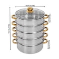 thumbnail image 6 of Wildnix 5-Tier Steamer Cooker, Stainless Steel, 1.32 Gal Bottom Pan, Even Heating, Large Capacity for Family Cooking, Retains Nutrients, Stylish Design, 6 of 6