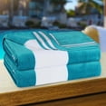 thumbnail image 6 of Superior Cabana Striped 2-Piece Oversized Cotton Beach Towel Set, Turquoise, 6 of 9