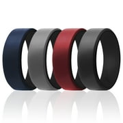 ROQ Silicone Rings for Men 4 Pack of Silicone Rubber Bands Duo Beveled Edge Style 8mm