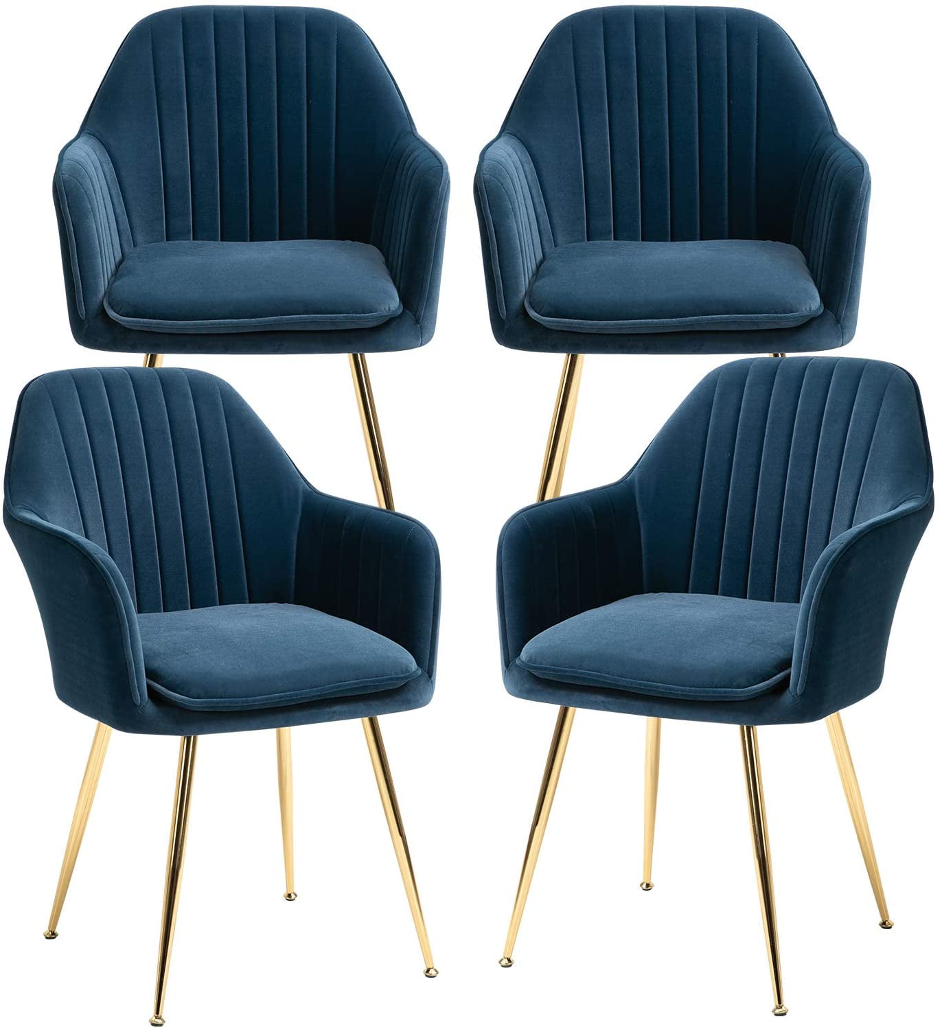 AVAWING Modern Living Dining Room Accent Arm Chairs Set of 4, Velvet