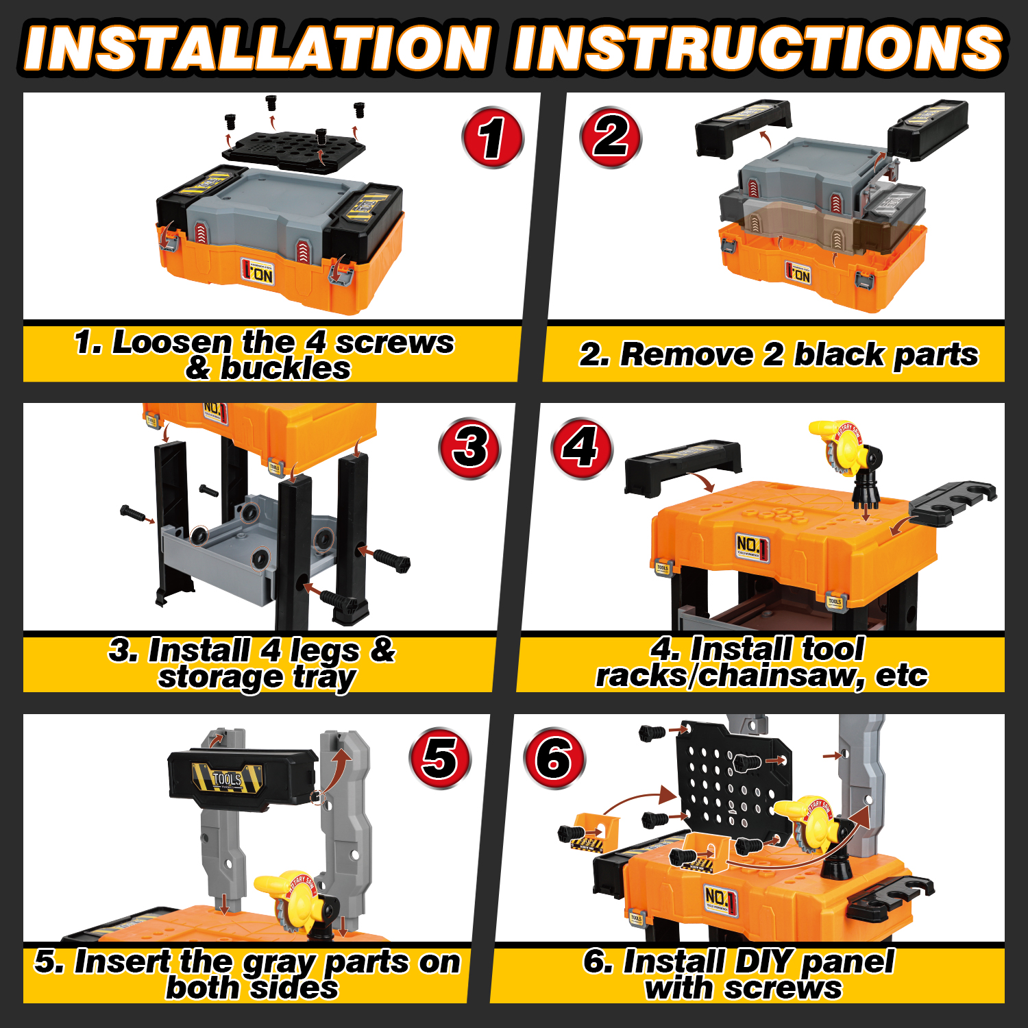 KWANITHINK Foldable Kids Tool Bench with Take-Apart Cars photo 6