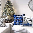 thumbnail image 3 of Christmas Throw Pillow Covers 18x18 Set of 4, Decorative Holiday Farmhouse Merry Xmas 18 x 18 Buffalo Check Plaid Cushion Pillow Cases for Outdoor Indoor Home House Room Couch Decor (Blue), 3 of 6