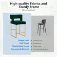 thumbnail image 6 of Lecut 26" H Counter Height Bar Stools Set of 2, Modern Velvet Bar Stools with Square Open Backrest and Gold Metal Frame, Kitchen Counter Stools for Island, Home Bar, Pub,Green+Gold, 6 of 8