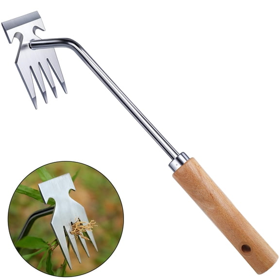 Weed Puller Tool – Stainless Steel Weeding Tool with Solid Wood Handle, Anti-Detachment Design, Gardening Hand Tool for Backyard Planting Weeding, Dandelion Puller