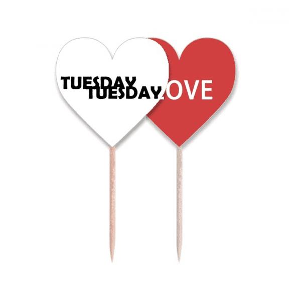 Stylish Characters Tuesday Toothpick Flag LOVE Heart Lable Cupcake Pick