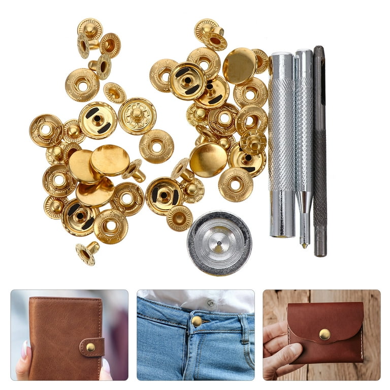 12set Leather Snap Fasteners Kit,15mm Brass Button Snaps Press Studs, 4  Installation Tools, Leather Snaps for Clothing, Leather - AliExpress