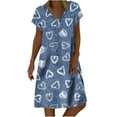 thumbnail image 2 of FcBaudy Robe à Manches Courtes Col en V, Robes d'Été pour Femmes, Robes Décontractées d'Été Imprimées à Manches Courtes Robe de Plage Robe d'Été pour Femmes, 2 of 5