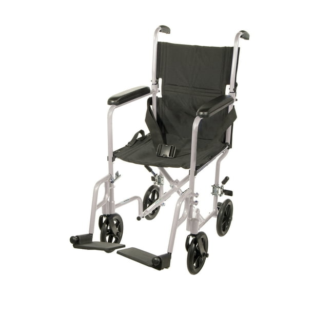 Drive Medical Lightweight Transport Wheelchair, 19" Seat, Silver