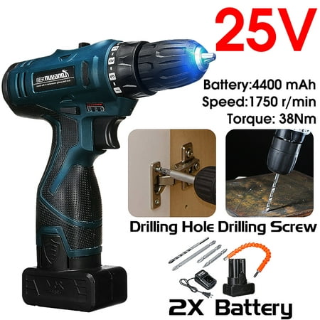 25-Volt Lithium-Ion LED Cordless Screwdriver Hammer Drill With Dual
