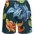 thumbnail image 4 of Sunyuer Men's Swim Trunks with Compression Liner 2-in-1 Drawstring Swimming Shorts Quick Dry Beach Board Shorts with Pockets, Watercolor Goldfishes, XL, 4 of 8