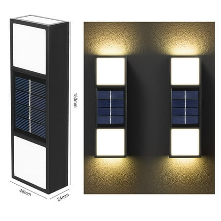 

Hengtai Solar Lights Outdoor Solar Wall Lamp Outdoor Decoration Garden Courtyard Household Wall Lamp Waterproof Up and Down Light Outdoor Decorative Wall Lamp Black 6LED Warm Light 2pcs