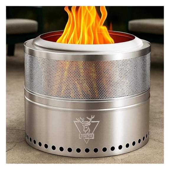 Smokeless Firepit Foldable 17.7in: Portable for Outside Wood Burning - Outdoor Camping Patio Pit with Removable Pan Easy to Carry & Clean